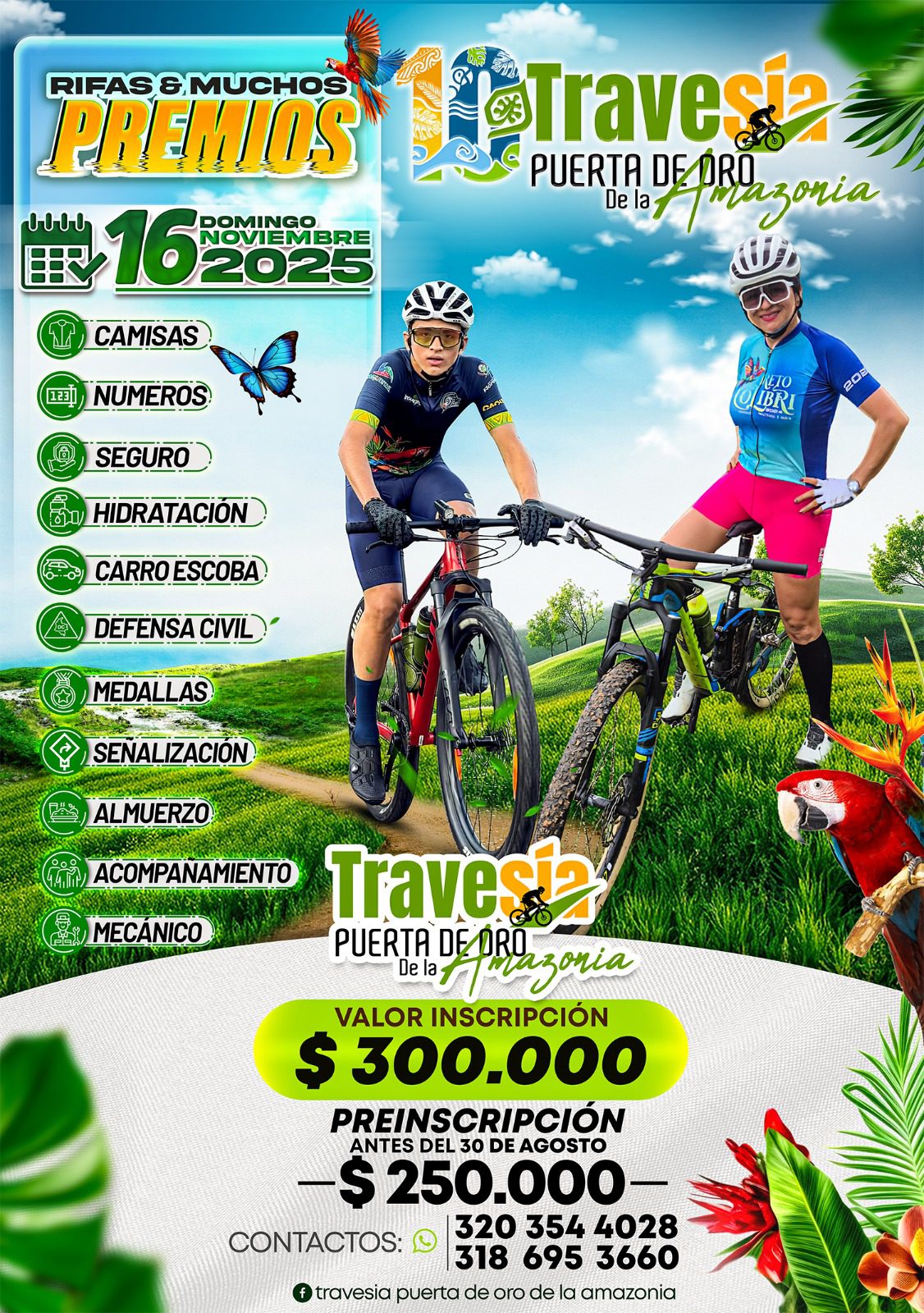 Travesía Puerta de Oro de la Amazonía Caquetá noviembre 2025, Travesía MTB en Caquetá 16 de noviembre de 2025, Inscripción Travesía Puerta de Oro de la Amazonía COP 300.000, Preinscripción Travesía Puerta de Oro Amazonía agosto 2025, 10ª edición Puerta de Oro de la Amazonía experiencia selvática, Kit participante travesía Amazonía camiseta medalla almuerzo, Aventura ciclismo selva Caquetá MTB biodiversidad, Tips preparación travesía Amazonía clima húmedo y barro, Apoyo Defensa Civil travesía Puerta de Oro de la Amazonía, Evento MTB selva colombiana noviembre 2025 Florencia Caquetá, Travesía Puerta de Oro de la Amazonía, MTB Caquetá 2025, Carrera ciclística selva colombiana, Inscripción travesía Amazonía, Aventura ciclismo selvático, Competencia ciclismo MTB, Experiencia Amazonía 10ª edición, Turismo deportivo Caquetá, Evento ciclístico noviembre 2025