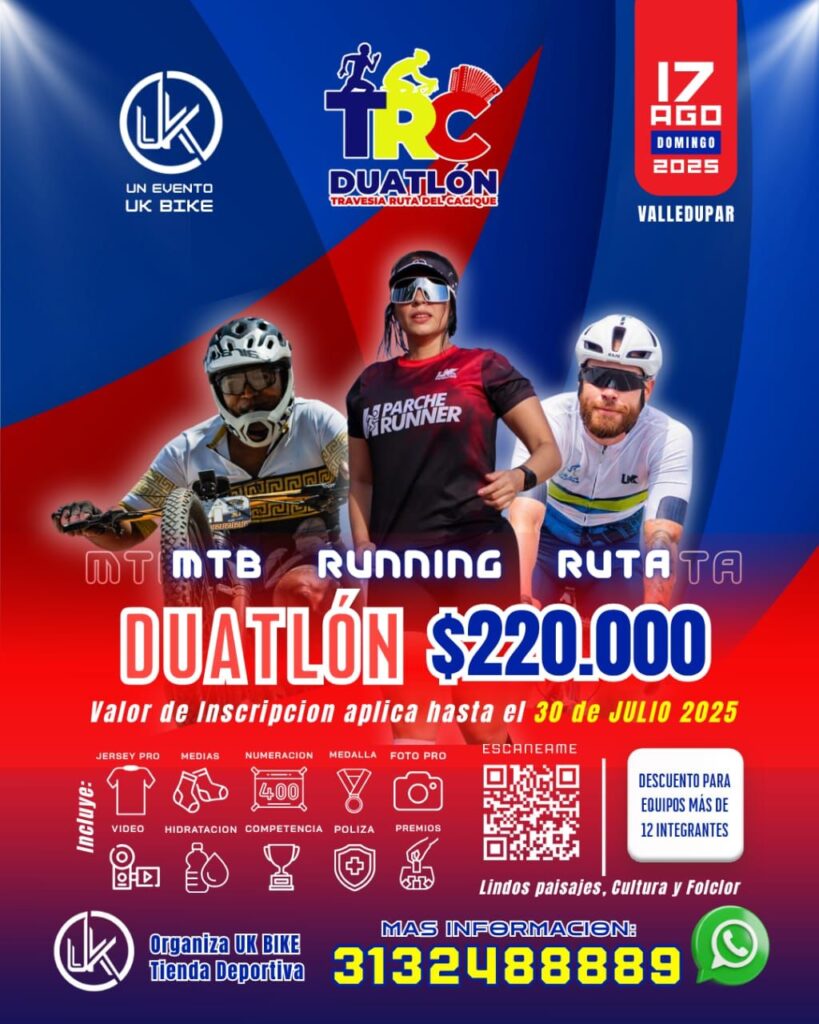 Duatlón Travesía Ruta del Cacique, ruta del cacique, travesias en bicicleta Colombia, travesias en bicicleta, travesias en bici, travesia en valledupar, mtb en valledupar, running en valledupar, ruta en Valledupar