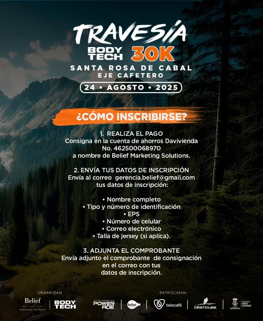 Travesía Santa Rosa de Cabal 2025, Travesía Bodytech Santa Rosa 2025, Mountain Bike Santa Rosa de Cabal, Evento MTB Risaralda, Inscripción Travesía Santa Rosa 2025