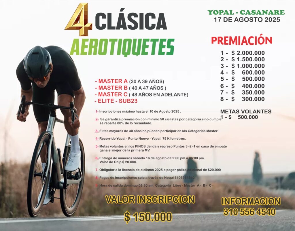 Clásica AeroTiquetes, ciclismo Colombia, carreras de ciclismo ruta, competencia ciclismo 2025, ciclistas colombianos, ciclismo en carretera, clásica ciclística Colombia, AeroTiquetes ciclismo