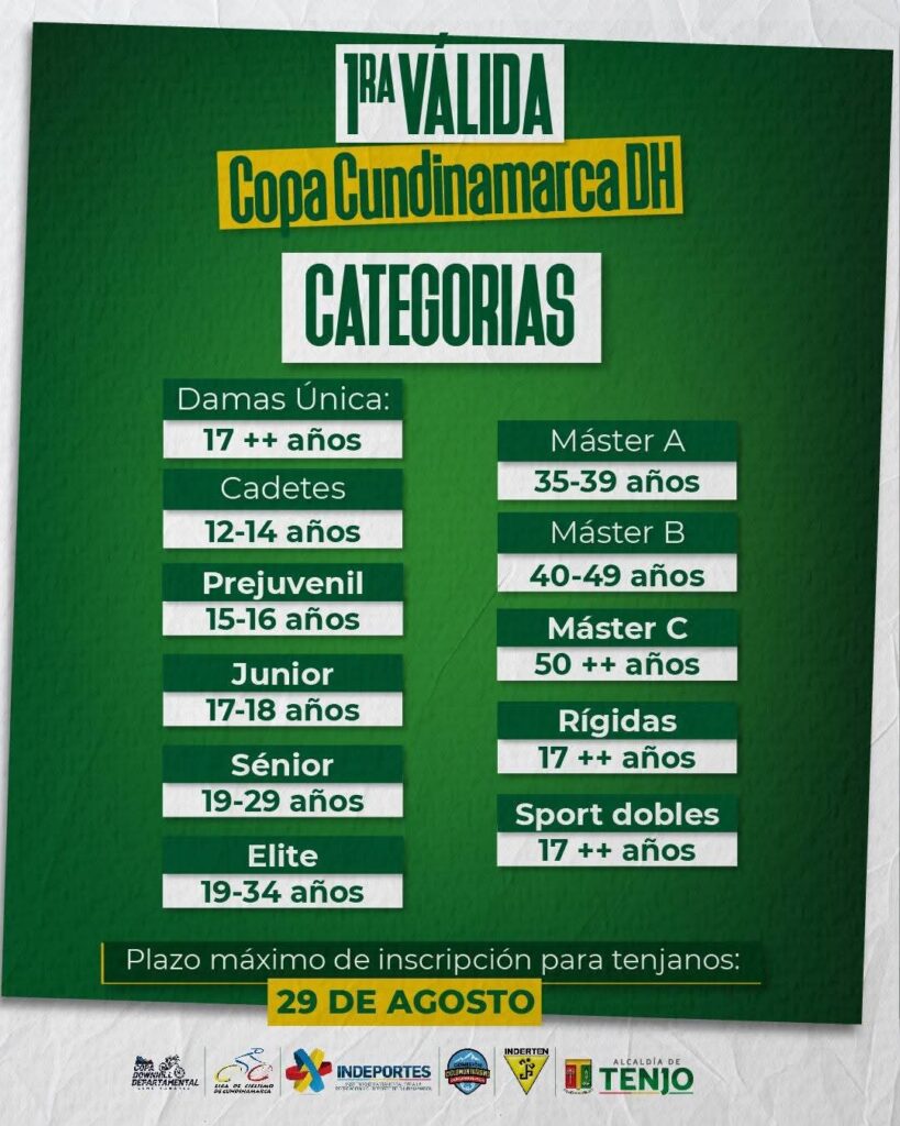 pista descenso Tenjo Copa Cundinamarca DH, cronometraje con chip downhill Tenjo, categorías Copa Cundinamarca DH Tenjo, competencia downhill Tenjo Cundinamarca 2025, ciclista descenso Tenjo DH 2025, inscripción gratuita DH Tenjo residentes, Copa Cundinamarca DH Tenjo MTB, descenso en bicicleta Tenjo Cundinamarca, evento MTB downhill Tenjo agosto 2025, categorías downhill Copa Cundinamarca DH, primera válida Copa Cundinamarca DH Tenjo, ciclistas en pista descenso Tenjo MTB, carrera downhill con chip en Tenjo, MTB downhill Tenjo Cundinamarca 2025, competencia de downhill Tenjo agosto 2025