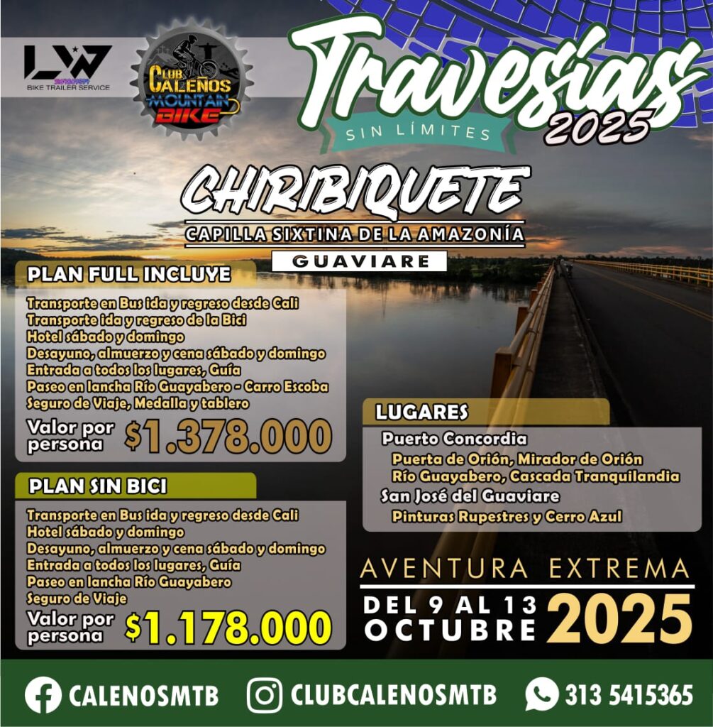 travesía MTB Guaviare 2025, ciclomontañismo en Guaviare, travesía en bicicleta Capilla Sixtina de la Amazonía, MTB Puerto Concordia, ciclismo de montaña Puerta de Orión, aventura en Río Guayabero, cascada Tranquilandia Guaviare, Cerro Azul pinturas rupestres, cicloturismo en San José del Guaviare, rutas MTB en la Amazonía colombiana, cicloturismo extremo Guaviare 2025, plan turístico en Guaviare con bicicleta, ciclistas Cali al Guaviare, turismo de aventura en Guaviare, viaje MTB Guaviare octubre 2025, rutas ecoturísticas Guaviare en bicicleta, experiencias ciclistas en la selva amazónica, ciclomontañismo extremo Colombia 2025, viaje MTB Capilla Sixtina de la Amazonía, cicloturismo cultural pinturas rupestres Cerro Azul,