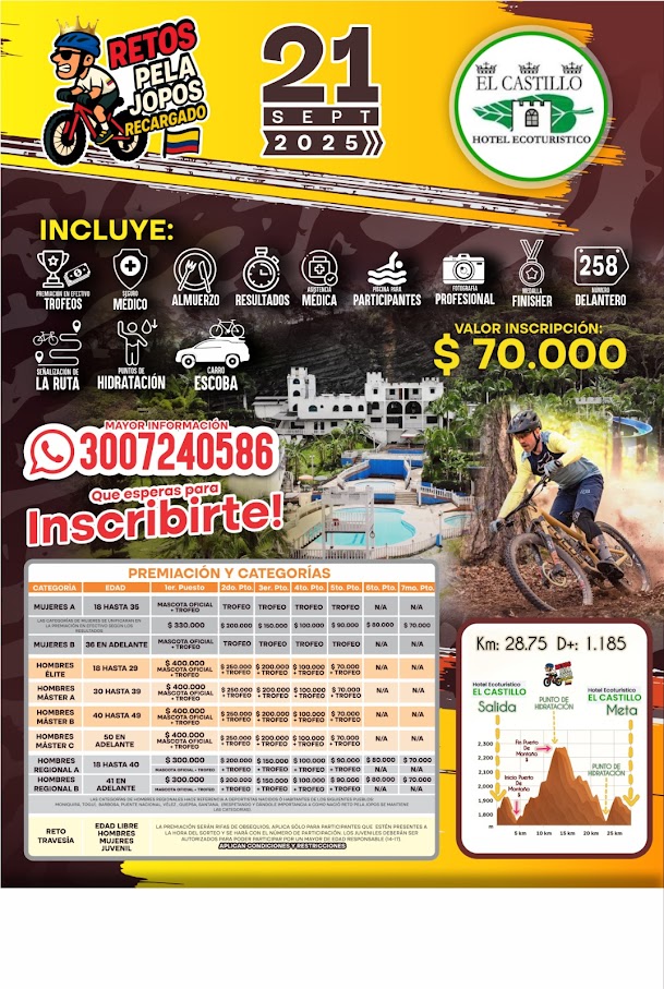 reto pelajopos, carreras mtb en colombia,