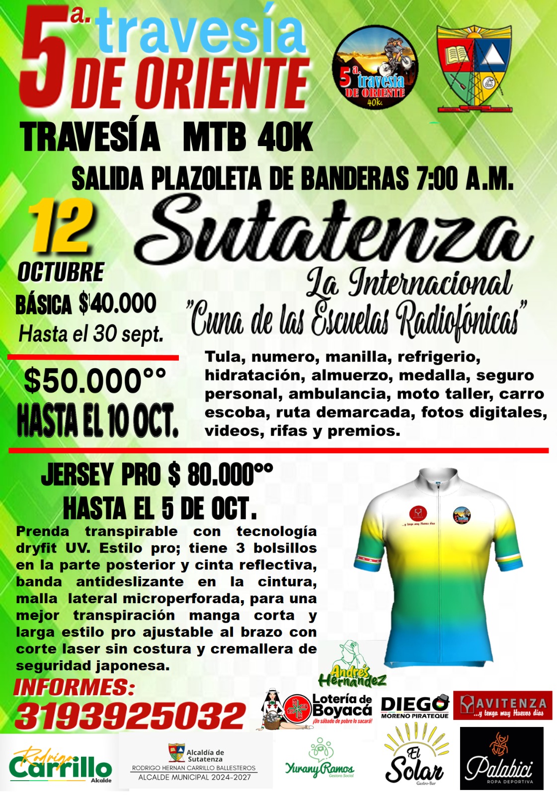 Travesía de Oriente Sutatenza MTB 2025, travesía MTB Sutatenza, MTB Sutatenza octubre 2025, ruta MTB Boyacá, travesía de montaña Sutatenza, inscripción Travesía Oriente Sutatenza, jersey PRO ciclismo Sutatenza, kit de participación MTB Sutatenza, premiación Travesía Oriente 2025, turismo en Sutatenza Boyacá, gastronomía típica Sutatenza, mejores travesías MTB en Colombia, travesía MTB Boyacá 40K, ciclismo de montaña Sutatenza 2025, evento ciclístico en Boyacá, MTB rural Colombia, pedaleando en Sutatenza, ruta ciclismo oriente boyacense, experiencia MTB en Sutatenza, Travesía Oriente Boyacá 2025