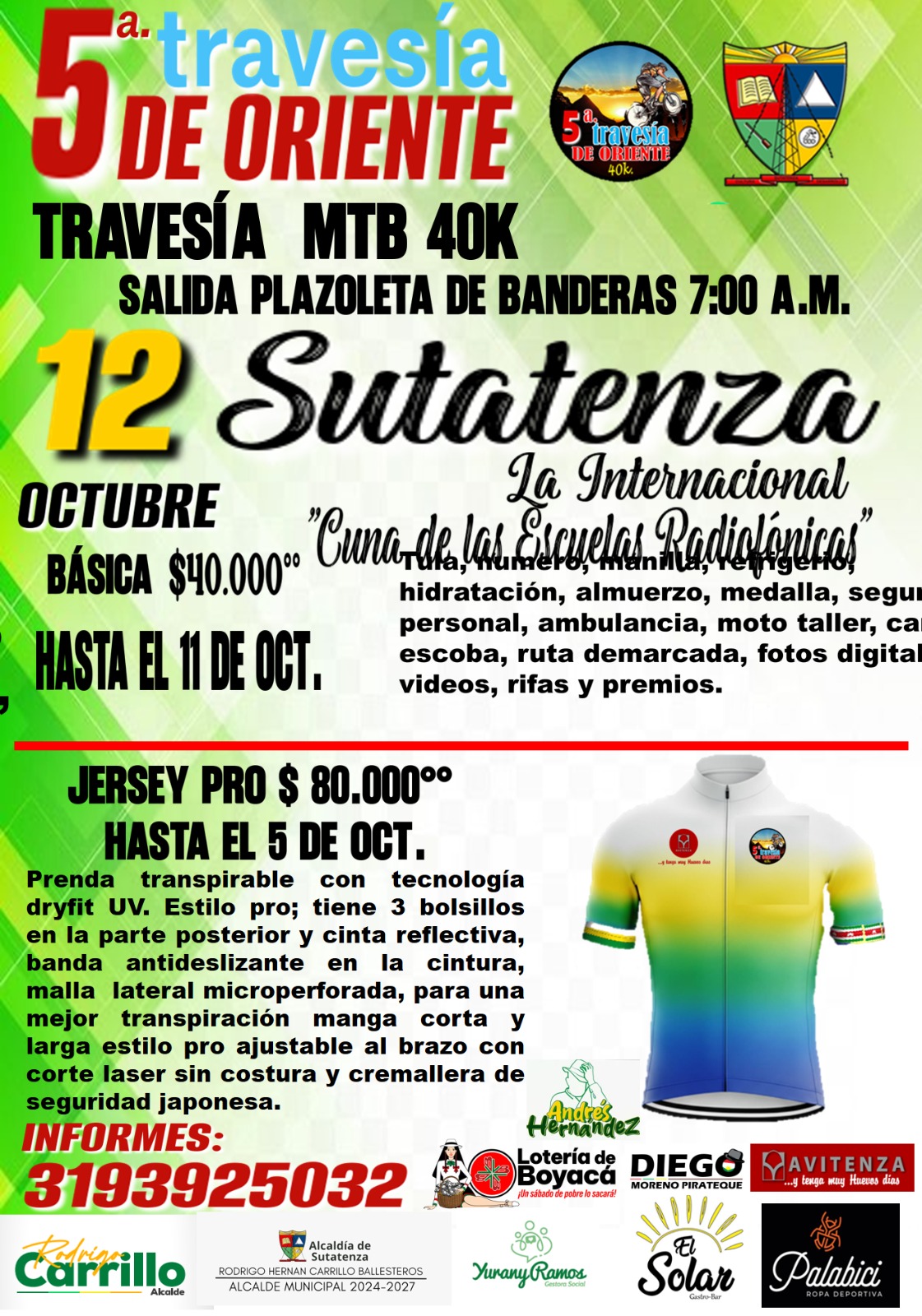 Travesía de Oriente Sutatenza MTB 2025, travesía MTB Sutatenza, MTB Sutatenza octubre 2025, ruta MTB Boyacá, travesía de montaña Sutatenza, inscripción Travesía Oriente Sutatenza, jersey PRO ciclismo Sutatenza, kit de participación MTB Sutatenza, premiación Travesía Oriente 2025, turismo en Sutatenza Boyacá, gastronomía típica Sutatenza, mejores travesías MTB en Colombia, travesía MTB Boyacá 40K, ciclismo de montaña Sutatenza 2025, evento ciclístico en Boyacá, MTB rural Colombia, pedaleando en Sutatenza, ruta ciclismo oriente boyacense, experiencia MTB en Sutatenza, Travesía Oriente Boyacá 2025