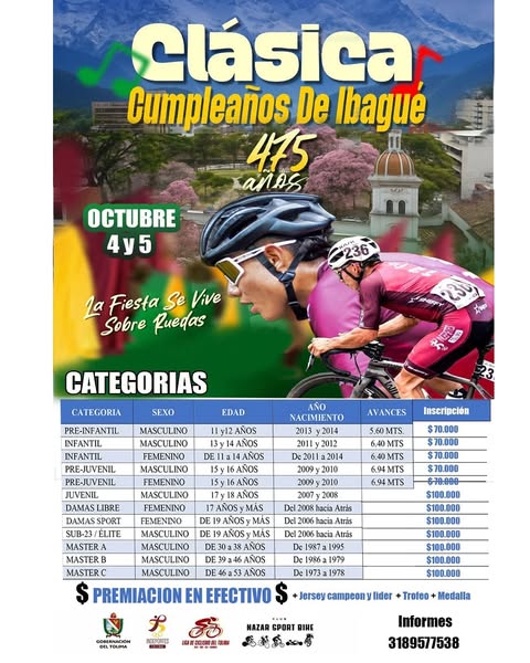 Clásica Cumpleaños de Ibagué 2025, ciclismo Ibagué, carreras de ciclismo en Ibagué, eventos de ciclismo en Tolima, clásica ciclismo Colombia, MTB Ibagué, Downhill Ibagué, BMX Ibagué, XCO Ibagué, ciclismo de ruta Ibagué, carrera de ciclismo en Ibagué octubre 2025, clásica ciclismo cumpleaños de Ibagué, competencia de ruta en Ibagué 2025, clásica de ciclismo MTB Ibagué, carrera de downhill en Ibagué Tolima, XCO Clásica Cumpleaños de Ibagué, BMX Cumpleaños de Ibagué 2025, eventos de ciclismo en el Tolima 2025, Clásica Cumpleaños de Ibagué categorías y premiación, inscripciones clásica ciclismo Ibagué 2025