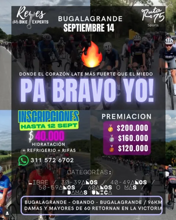 pa bravo yo ciclismo, pa bravo yo bugalagrande, reto ciclístico valle del cauca, carrera de ciclismo bugalagrande, competencias ciclismo en el valle, eventos de ciclismo septiembre 2025, ruta ciclística pa bravo yo, ciclismo recreativo bugalagrande, cicloturismo en bugalagrande, carreras ciclismo valle del cauca 2025, eventos ciclismo carretera colombia, inscripción pa bravo yo 2025, premiación ciclismo bugalagrande, ciclismo competitivo valle del cauca, 515 team cycling eventos, carreras ciclísticas colombia septiembre, rutas ciclismo valle del cauca, ciclismo amateur bugalagrande, ciclismo recreativo valle del cauca