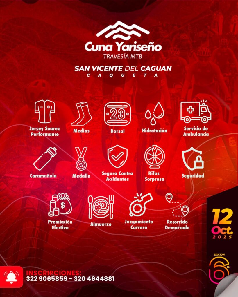 travesía mtb cuna yariseno 2025, travesía mtb caquetá, carreras de mtb en san vicente del caguán, evento ciclismo caquetá 2025, travesía en bicicleta caquetá, ciclomontañismo en san vicente del caguán, retos mtb en caquetá, carreras de mountain bike en colombia 2025, travesía mtb octubre 2025, mtb caquetá san vicente, ciclomontañismo amazonía colombiana, turismo deportivo en caquetá, eventos ciclismo sur de colombia, rutas de mtb en san vicente del caguán, competencias de mtb en colombia, ciclismo de montaña en el caquetá, kit travesía mtb 2025, inscripciones travesía cuna yariseno, ciclismo extremo caquetá, travesía mtb con premiación en efectivo