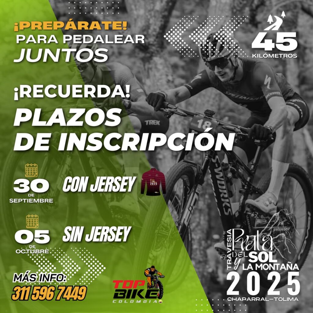 travesía mtb chaparral tolima, ciclismo de montaña en chaparral, ruta del sol y la montaña tolimense, eventos de mtb en tolima 2025, ciclismo en chaparral tolima, carreras de mtb en colombia 2025, travesías de bicicleta en tolima, ciclomontañismo chaparral 2025, ruta ciclística en el sur del tolima, retos mtb tolima 2025, cicloturismo chaparral ruta del sol, eventos deportivos chaparral 2025, inscripción travesía ruta del sol y la montaña