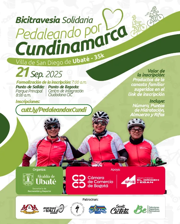 bicitravesía solidaria en Ubaté, pedaleando por Cundinamarca 2025, evento ciclista social en Ubaté, bicitravesía 35 km Cundinamarca, ciclismo solidario en Cundinamarca, evento deportivo con enfoque social, ciclotravesía avalada por la alcaldía de Ubaté, bicitravesía con inscripción solidaria, deporte y comunidad en Ubaté, evento ciclismo septiembre 2025 Cundinamarca