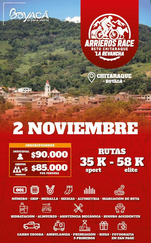 Arrieros Race 2025, Reto Chitaraque La Revancha, carrera MTB Chitaraque, eventos MTB Boyacá, ciclismo de montaña en Boyacá, competencia MTB Colombia, carreras MTB 2025, travesías MTB en Colombia, retos MTB en Boyacá, Arrieros Race Boyacá, inscripciones Arrieros Race 2025, cierre de inscripciones Arrieros Race, premios carrera MTB Chitaraque, rutas Arrieros Race Boyacá, recorrido 35K y 58K MTB, competencia de ciclismo en Chitaraque Boyacá, carrera de montaña en Boyacá 2025, evento MTB con premiación en efectivo, cómo inscribirse al Arrieros Race, travesía Arrieros Race Colombia, evento de ciclismo amateur en Boyacá, Reto MTB La Revancha 2025, mejores carreras de MTB en Colombia 2025, competencia para ciclistas amateur en Boyacá, experiencias MTB en Chitaraque, calendario de carreras MTB Colombia 2025, competencia de mountain bike en Boyacá, rutas exigentes MTB Boyacá, carrera MTB con categorías Master y Open, participación femenina en Arrieros Race