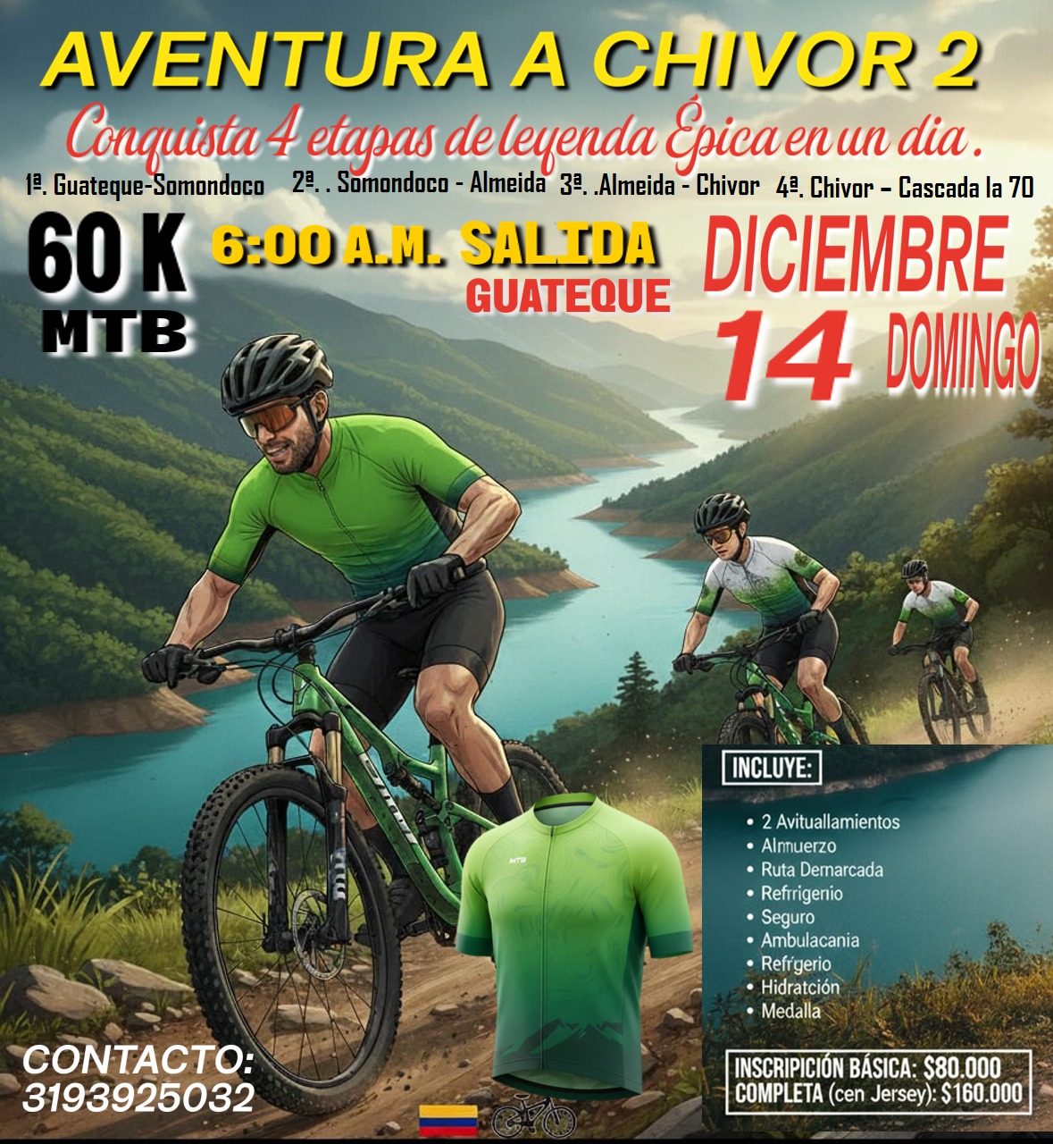 aventura a chivor 2, aventura a chivor 60k, travesía mtb boyacá, carreras de mtb en boyacá, ciclismo de montaña en boyacá, rutas de mtb en guateque, travesías mtb en colombia, evento mtb diciembre 2025, travesía ciclística chivor, ciclismo extremo en boyacá, chivor esmeraldas y turismo, mtb cascada la 70, travesía mtb guateque somondoco, rutas mtb boyacá esmeraldera, aventura mtb por los andes colombianos, turismo deportivo en boyacá, experiencias mtb en chivor, ciclismo y naturaleza en boyacá, mtb por los pueblos esmeralderos, rutas en bicicleta por boyacá, ciclismo recreativo en chivor, eventos de ciclismo en guateque y almeida, destinos turísticos de boyacá para ciclistas, travesías de montaña en colombia, ciclismo y gastronomía boyacense, travesía aventura chivor diciembre 2025, competencia de mtb en los andes orientales, turismo rural en boyacá para ciclistas, travesía mtb lago de chivor, aventura ciclística por el oriente boyacense
