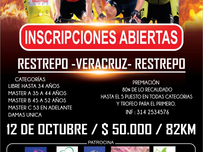 Carrera de ciclismo Restrepo Veracruz 2025, ciclismo en Restrepo Meta, competencia ciclismo Meta octubre 2025, carrera ciclismo 82 km Restrepo, inscripción carrera ciclismo Restrepo, evento deportivo en Restrepo Meta, ciclismo amateur en Meta, ruta Restrepo Veracruz en bicicleta, carreras de ciclismo en Colombia 2025, calendario ciclismo Meta octubre, ciclismo de ruta Restrepo Veracruz, ciclismo competitivo en el Meta, carrera ciclismo categorías master Restrepo, damas ciclismo Restrepo Meta, trofeos ciclismo Restrepo Veracruz, ciclismo carretera Meta 2025, evento ciclismo Restrepo octubre, carrera ciclismo larga distancia Meta, inscripciones ciclismo Restrepo Veracruz, ciclismo Colombia eventos 2025