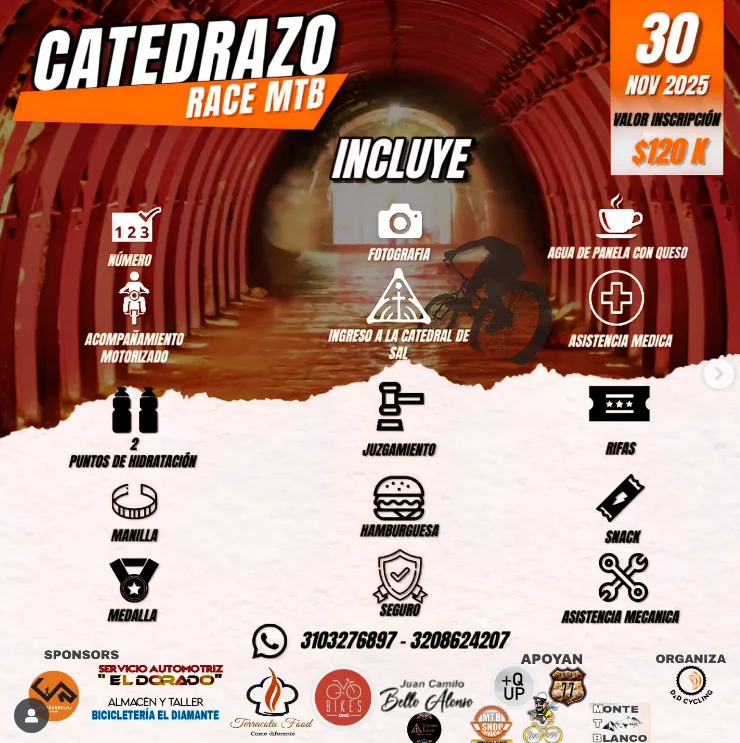 Catedrazo Race MTB, carrera MTB Zipaquirá, eventos MTB Cundinamarca, competencias de ciclismo de montaña, carreras de bicicleta de montaña en Colombia, retos MTB 2025, eventos de ciclismo en la Catedral de Sal, DYD Cycling, MTB recreativo en Colombia, ciclismo competitivo en Cundinamarca