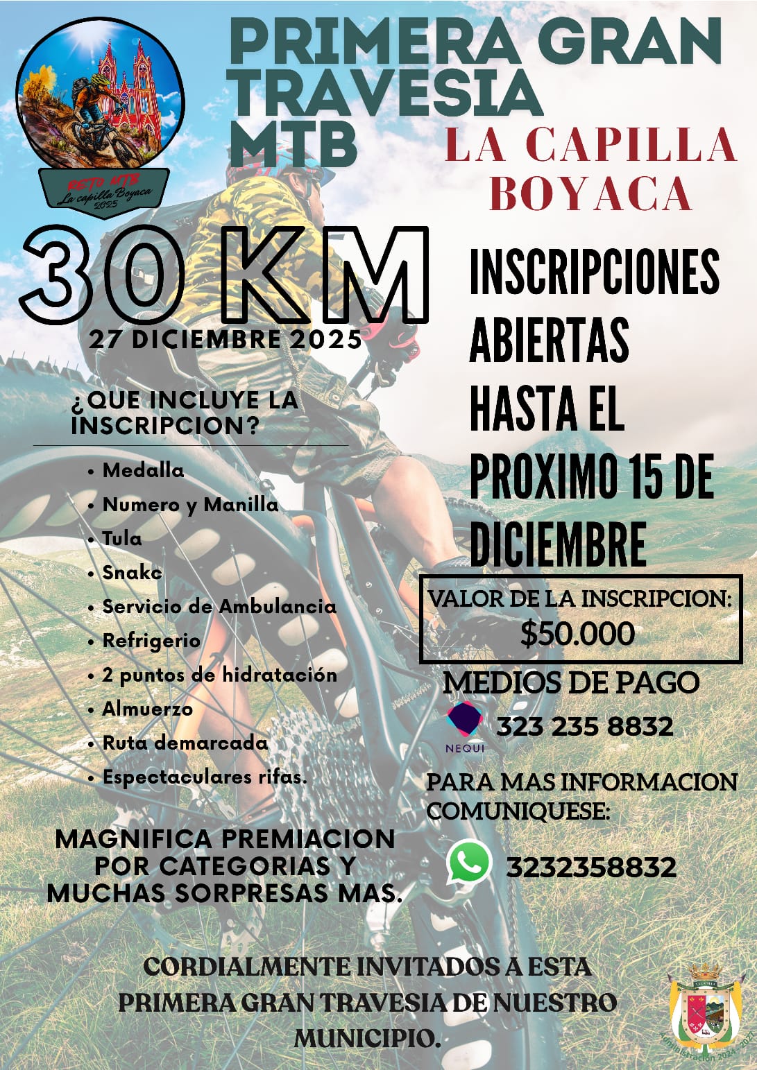 travesía mtb la capilla 2025, travesía mtb boyacá, evento mtb la capilla boyacá, travesía de 30 km boyacá, ciclismo de montaña la capilla, travesías mtb diciembre 2025, eventos de ciclismo en boyacá, travesías mtb cerca de bogotá, rutas mtb boyacá, travesía ciclismo la capilla boyacá, inscripción travesía mtb boyacá, turismo en la capilla boyacá, gastronomía boyacense ciclistas, ruta demarcada mtb boyacá, travesía recreativa mtb boyacá, evento deportivo la capilla 2025, ciclomontañismo boyacá 2025, travesías mtb con premiación, eventos mtb fin de año en colombia, aventura mtb boyacá, ciclistas boyacá travesía, primera gran travesía la capilla, travesía mtb con almuerzo, travesía mtb con puntos de hidratación, travesía mtb con rifas y premios, travesía ciclística boyacá diciembre 2025, rutas de montaña la capilla boyacá, travesía mtb colombia 2025, eventos deportivos boyacá diciembre
