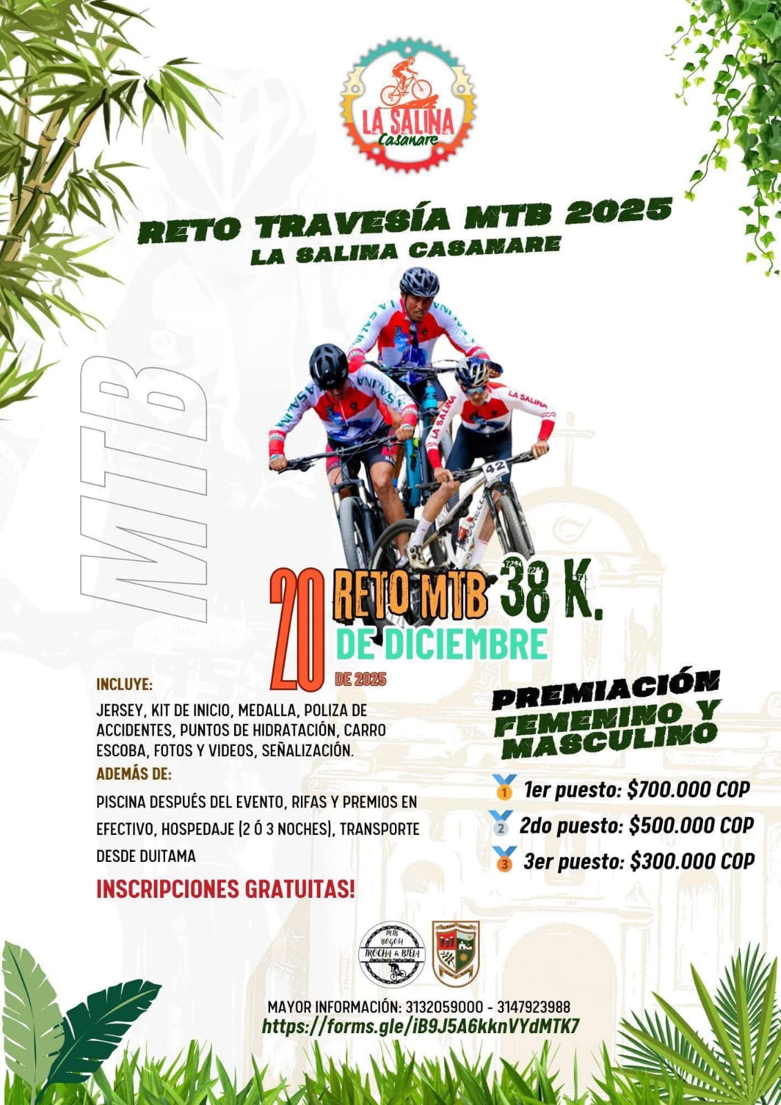 Reto MTB La Salina, Travesía MTB Casanare, evento MTB 2025, ciclismo en Casanare, ciclismo de montaña La Salina, travesía MTB gratuita, competencia MTB Colombia 2025, evento ciclismo gratuito, MTB 38K La Salina, ruta MTB Casanare, ciclismo aficionado Colombia, retos MTB Colombia, carreras MTB en los Llanos, MTB en Casanare, ciclismo extremo Casanare, rutas de bicicleta en Casanare, evento deportivo La Salina, ciclomontañismo Casanare, inscripción gratis MTB, premio en efectivo MTB Colombia, premiación ciclismo femenino y masculino, ciclismo desde Duitama, transporte para ciclistas evento, turismo deportivo Casanare, aventura en bicicleta Casanare, ruta MTB principiantes y avanzados, competencia de ciclismo diciembre 2025, eventos deportivos fin de año Colombia, travesías MTB recomendadas Colombia, ciclismo llanero Colombia, MTB paisajes naturales Colombia, ciclomontañismo 38 kilómetros, travesía MTB con hospedaje, travesía MTB con piscina, ciclismo recreativo Casanare, carrera ciclismo montaña gratuita, deporte al aire libre Casanare, ciclismo rural Colombia, rutas MTB desafiantes Colombia, ciclismo competitivo amateur, ciclistas de montaña Colombia, retos ciclismo diciembre