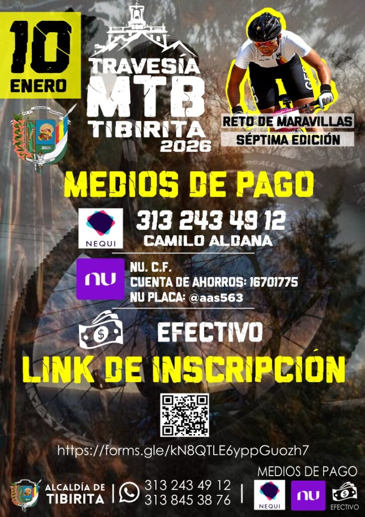 Travesía MTB Tibirita 2026, Reto de Maravillas MTB, travesía mtb tibirita, mtb tibirita boyacá, carrera mtb en tibirita, evento mtb en boyacá, travesía mtb boyacá 2026, reto de maravillas tibirita, ciclomontañismo en tibirita, ciclismo de montaña en boyacá, evento mtb enero 2026 colombia, carrera mtb amateur colombia, travesía mtb para ciclistas amateur, competencia mtb en circuito, circuito reto de maravillas mtb, ruta mtb tibirita, travesía mtb con jersey incluido, evento mtb con premiación en efectivo, carrera mtb participativa colombia, travesía mtb competitiva boyacá