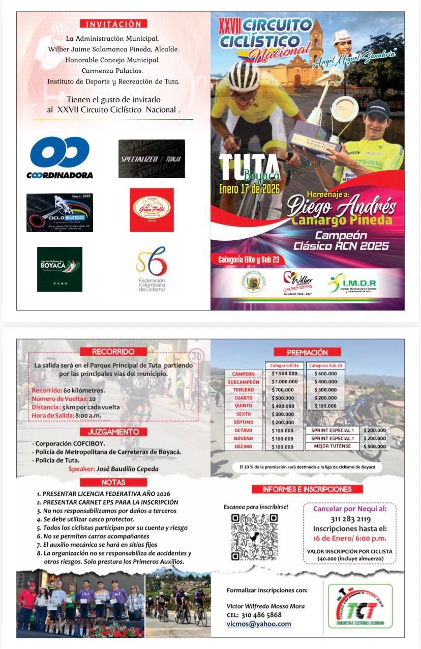 circuito ciclístico nacional, carrera de ciclismo en Tuta, ciclismo de ruta en Boyacá, competencias de ciclismo en Colombia, circuito urbano ciclismo, ciclismo élite Colombia, eventos ciclísticos Boyacá, Clásica ciclística Tuta