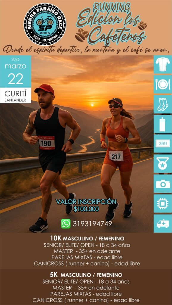 competencia mtb en curití santander, carrera de mountain bike en santander 2026, sierra paraíso race edición los cafeteros, competencia xcm xco colombia, evento de ciclismo de montaña en colombia, carrera mtb con premiación en efectivo, competencia mtb categorías master y elite, carrera recreativa mtb santander, carrera de running 10k en curití, carrera 5k santander 2026, running de montaña en colombia, canicross colombia carrera con perros, evento de atletismo en curití santander, kids running party curití, carrera infantil en santander colombia, evento deportivo para niños y familias, carrera kids con espuma y globos, competencia deportiva en curití marzo 2026, turismo deportivo en santander, eventos deportivos en curití 2026